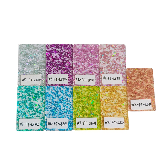 610x1040mm 3mm Thin Flake Plastic Board Iridescent Clear Acrylic Glitter Sheet